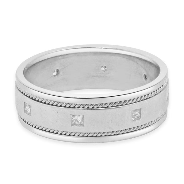 14 Karat White Gold Mens Diamond Band