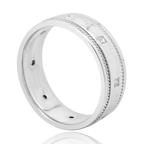 14 Karat White Gold Mens Diamond Band