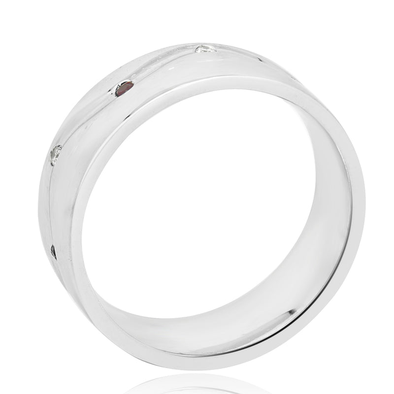 Palladium Ruby and Diamond Wedding Band
