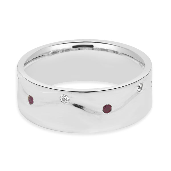 Palladium Ruby and Diamond Wedding Band
