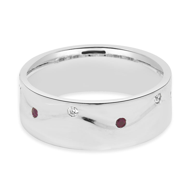 Palladium Ruby and Diamond Wedding Band