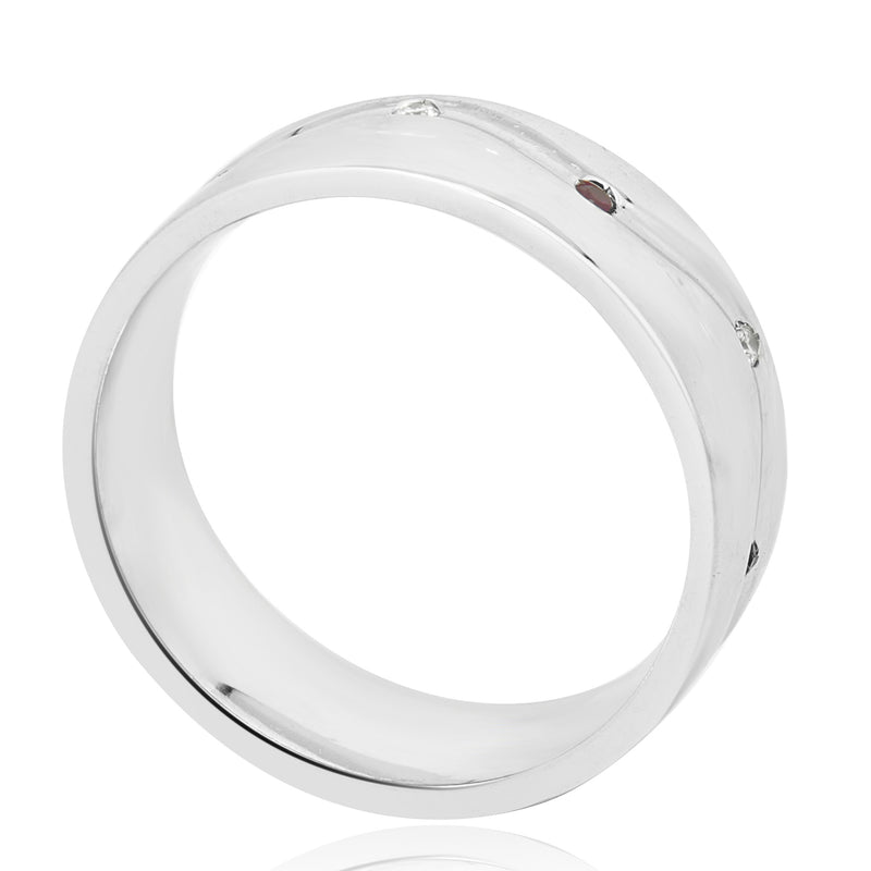 Palladium Ruby and Diamond Wedding Band