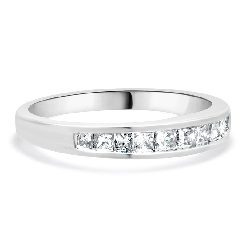 14 Karat White Princess Cut Channel Set Diamond Band