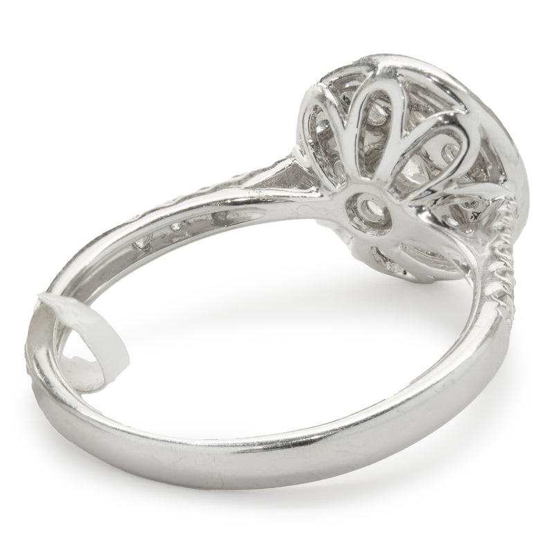 14 Karat White Gold Diamond Cluster with Mirror Halo