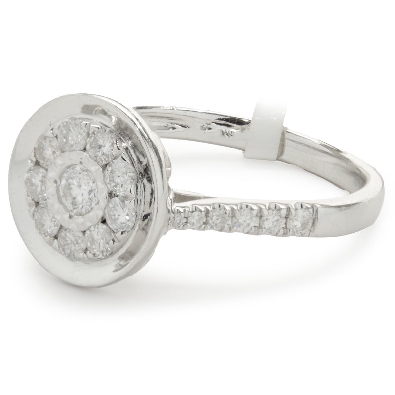 14 Karat White Gold Diamond Cluster with Mirror Halo