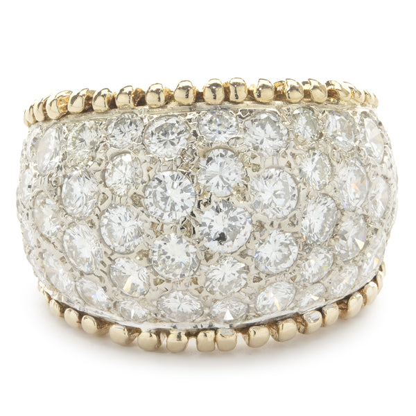 14 Karat Yellow and White Gold Pave Diamond Cigar Band