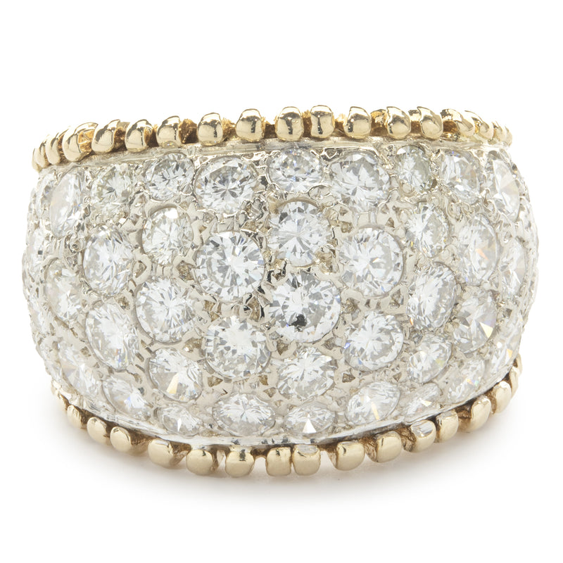 14 Karat Yellow and White Gold Pave Diamond Cigar Band