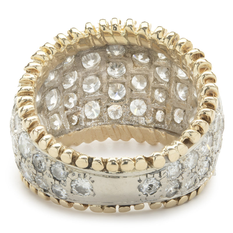 14 Karat Yellow and White Gold Pave Diamond Cigar Band
