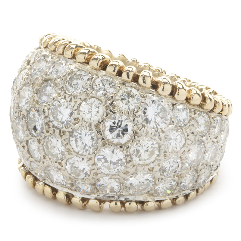 14 Karat Yellow and White Gold Pave Diamond Cigar Band