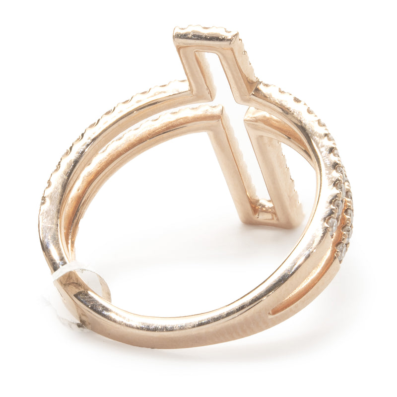 14 Karat Rose Gold Diamond Cross Cutout Ring