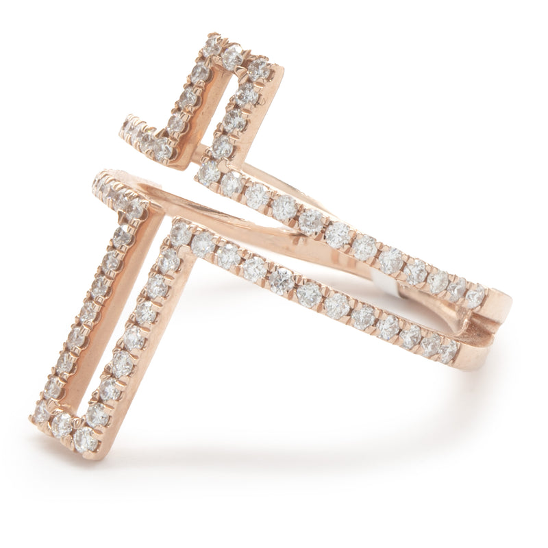 14 Karat Rose Gold Diamond Cross Cutout Ring