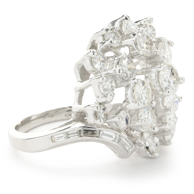 14 Karat White Gold Vintage Diamond Cocktail Ring