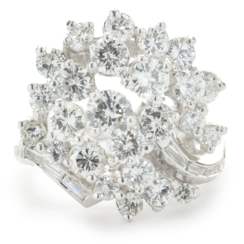 14 Karat White Gold Vintage Diamond Cocktail Ring
