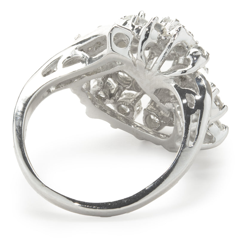 14 Karat White Gold Vintage Diamond Cocktail Ring