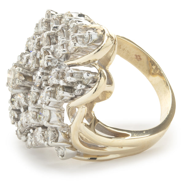14 Karat Yellow Gold Vintage Freeform Diamond Cocktail Ring