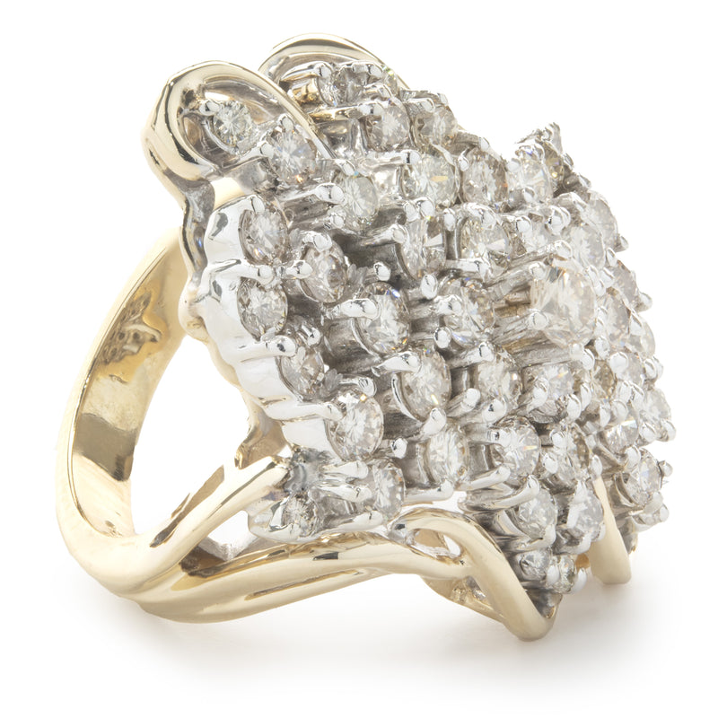 14 Karat Yellow Gold Vintage Freeform Diamond Cocktail Ring