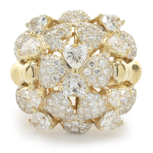 R.C.M 18 Karat Yellow Gold Pave Diamond Dome Ring