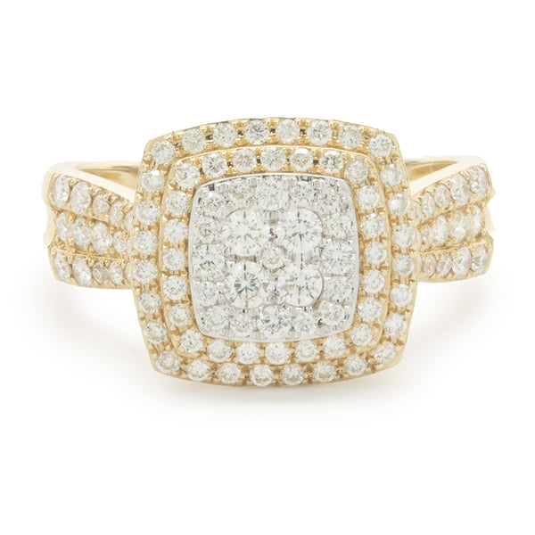 14 Karat Yellow Gold Diamond Cluster Ring