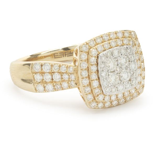 14 Karat Yellow Gold Diamond Cluster Ring