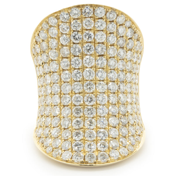 18 Karat Yellow Gold Pave Diamond Saddle Ring
