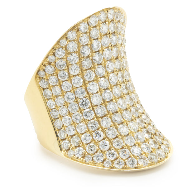 18 Karat Yellow Gold Pave Diamond Saddle Ring