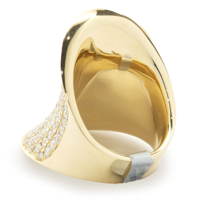 18 Karat Yellow Gold Pave Diamond Saddle Ring