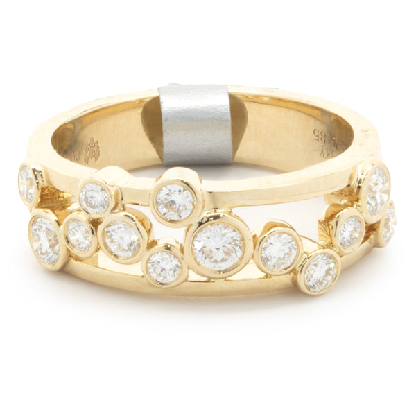 14 Karat Yellow Gold Diamond Bubble Band