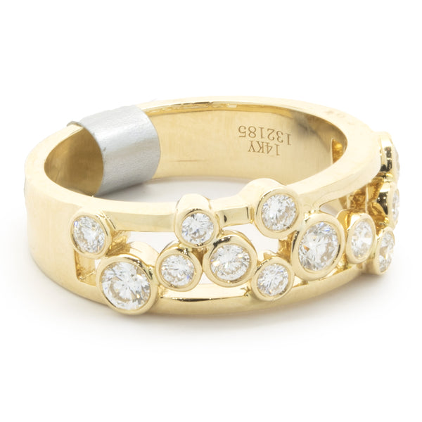 14 Karat Yellow Gold Diamond Bubble Band