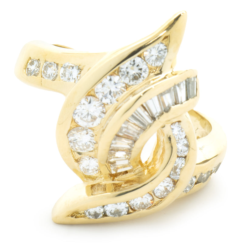 18 Karat Yellow Gold Channel Set Diamond Knot Ring