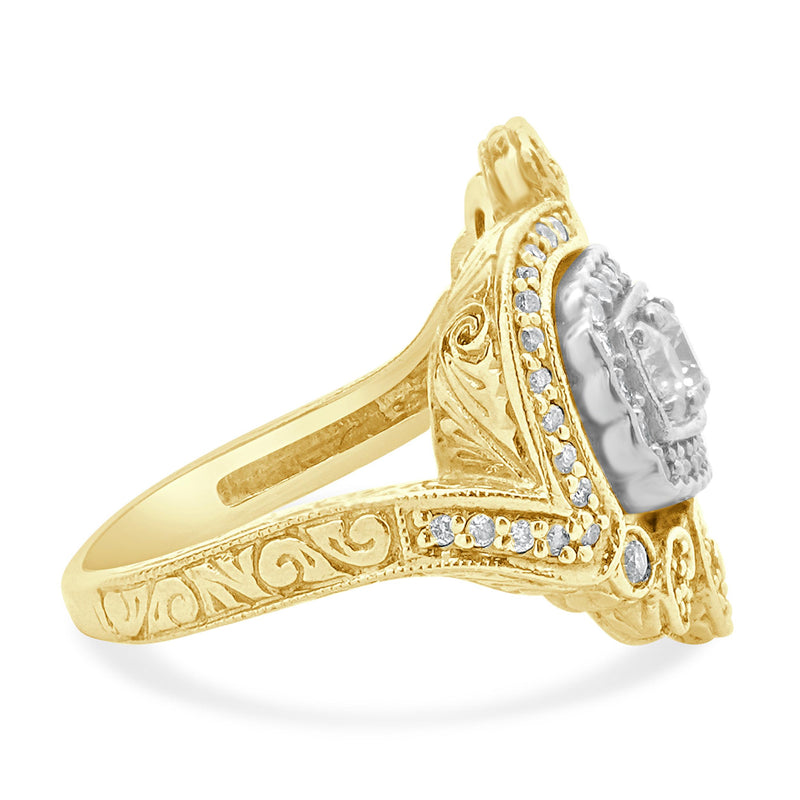 14 Karat Yellow & White Gold Vintage Diamond Cocktail Ring