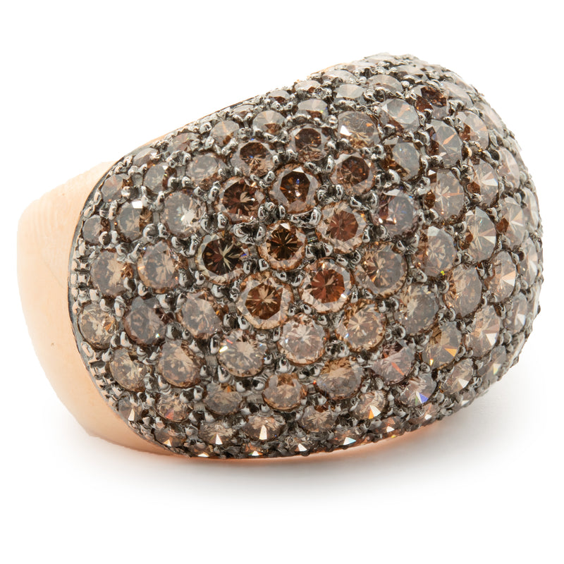 18 Karat Rose Gold Pave Chocolate Diamond Dome Ring