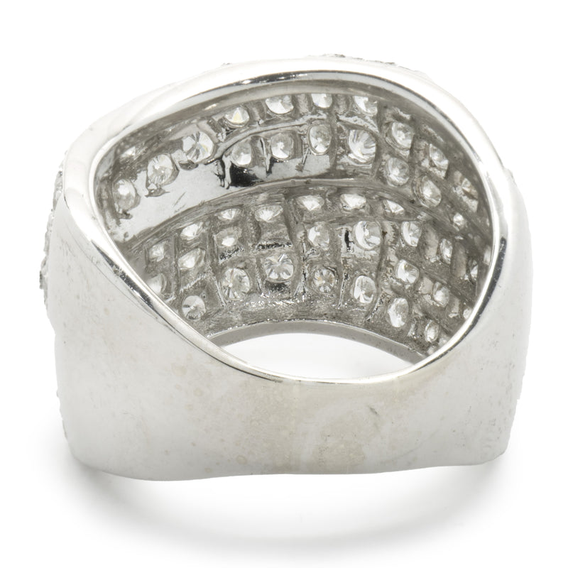 18 Karat White Gold Pave Diamond Wave Cigar Band
