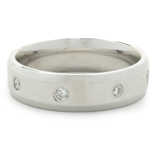 14 Karat White Gold Diamond Station 6MM Band