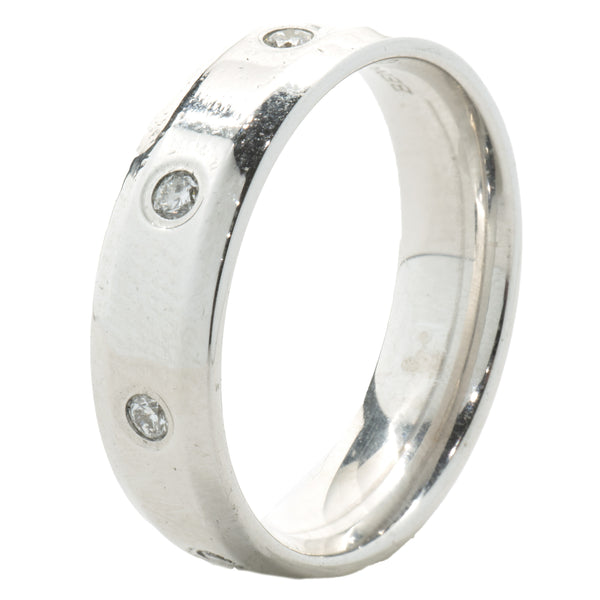 14 Karat White Gold Diamond Station 6MM Band