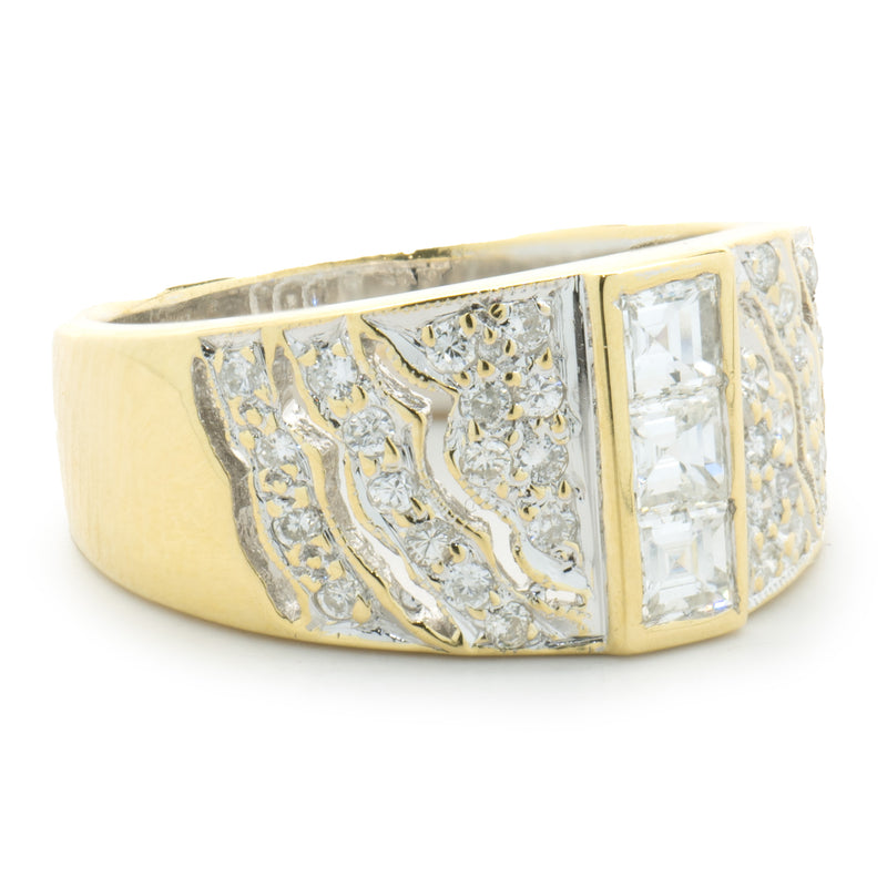 18 Karat Yellow Gold Diamond Cigar Band