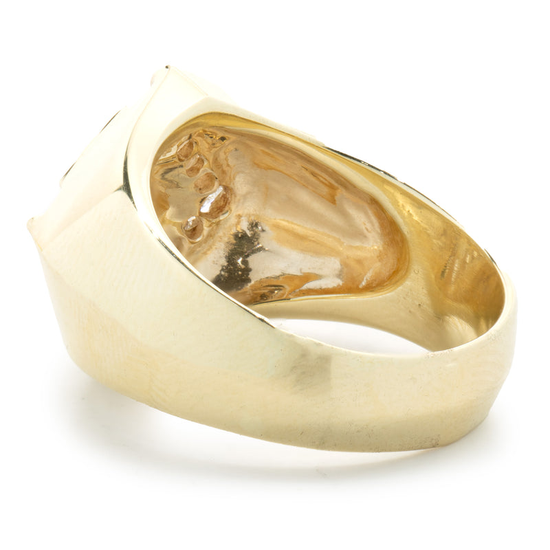 14 Karat Yellow Gold Diamond Signet Style Ring