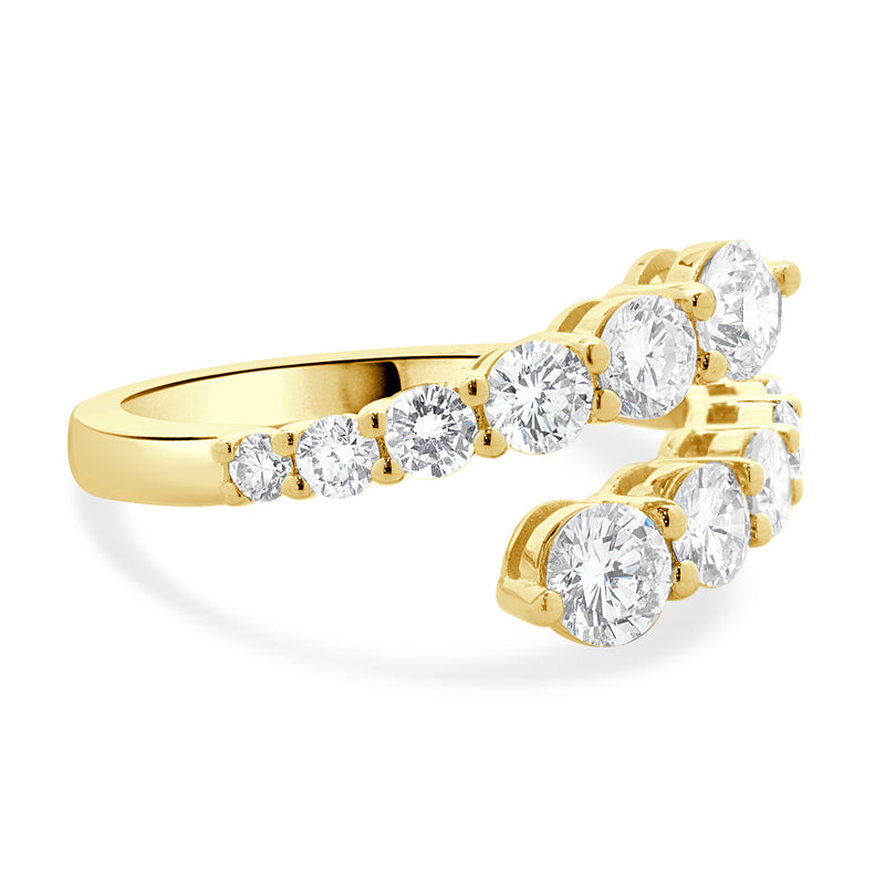 18 Karat Yellow Gold Graduated Diamond Bypass Ring