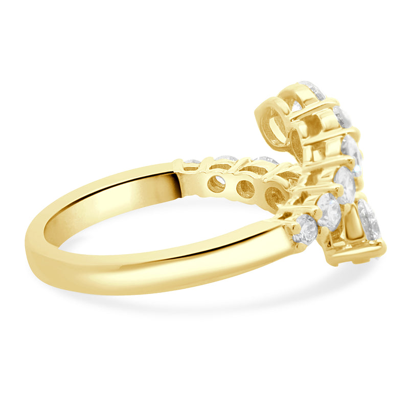 18 Karat Yellow Gold Graduated Diamond Bypass Ring