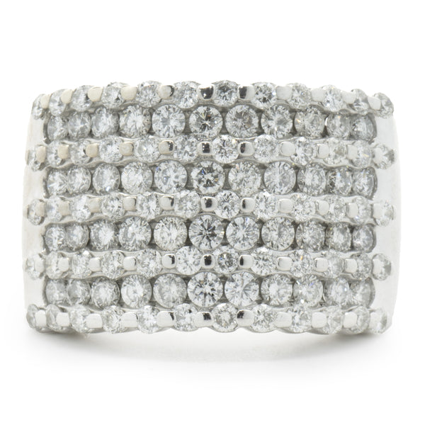 14 Karat White Gold 9 Row Diamond Ring