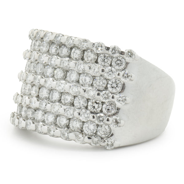 14 Karat White Gold 9 Row Diamond Ring