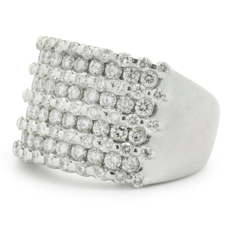 14 Karat White Gold 9 Row Diamond Ring