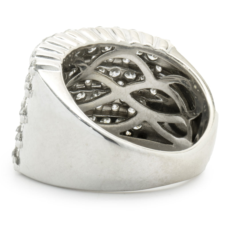 14 Karat White Gold 9 Row Diamond Ring
