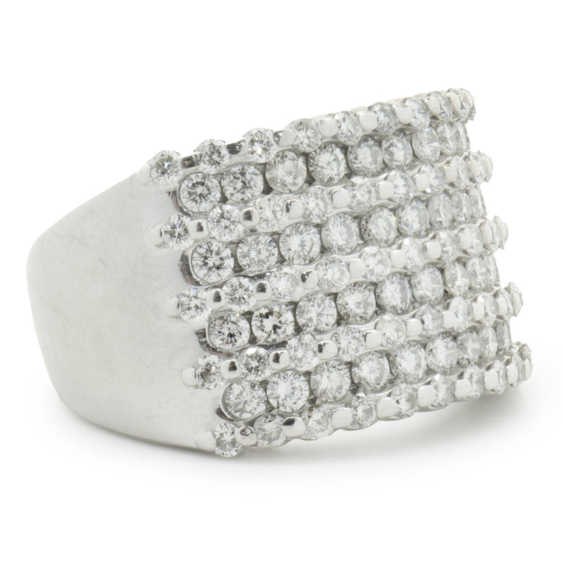 14 Karat White Gold 9 Row Diamond Ring