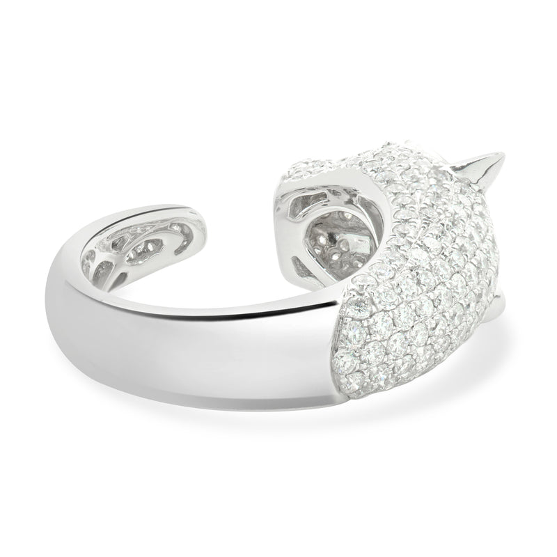 18 Karat White Gold Pave Diamond Panther Ring
