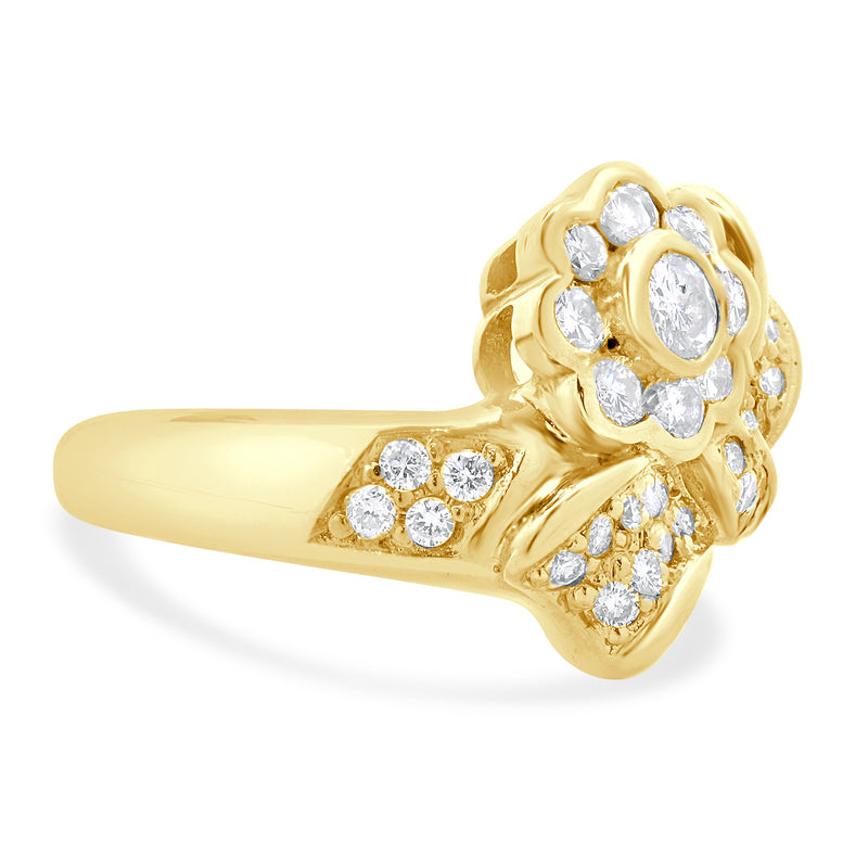 18k Yellow Gold Flower Bow Ring