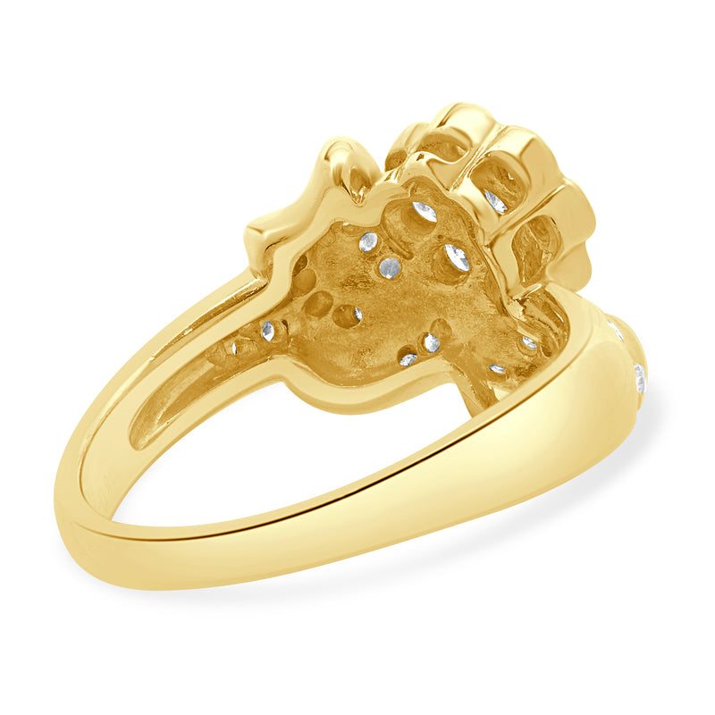 18k Yellow Gold Flower Bow Ring