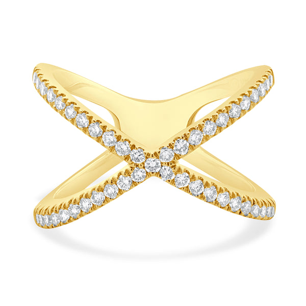 14 Karat Yellow Gold Diamond X Band