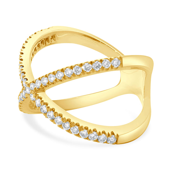 14 Karat Yellow Gold Diamond X Band