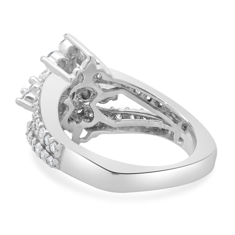 14 Karat White Gold Vintage Diamond Waterfall Ring
