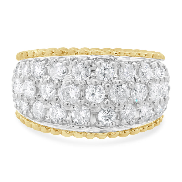 14 Karat Yellow Gold Pave Diamond Scalloped Cigar Band